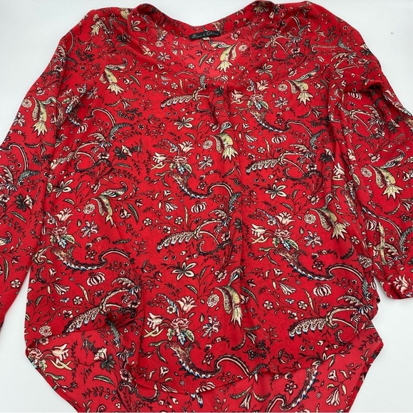 Rose & Olive Romantic Oversized Red Floral Blouse- Medium - Picture 1 of 5